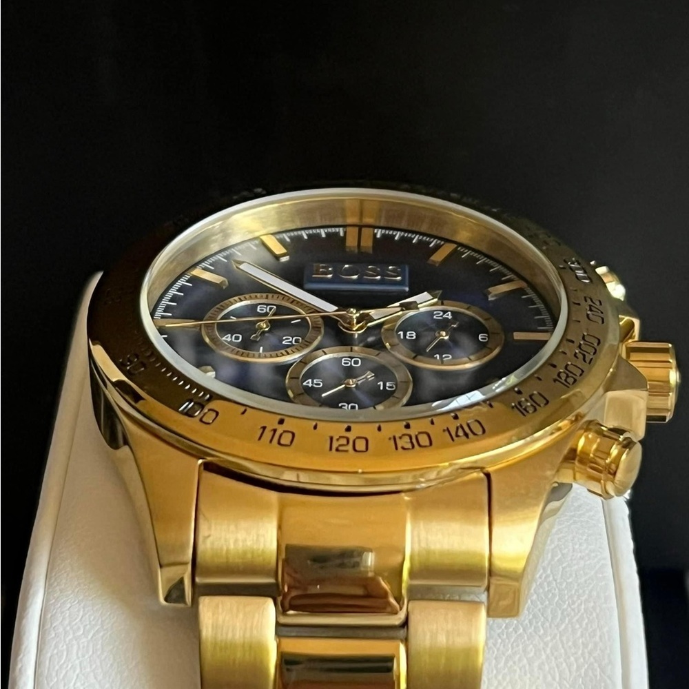 HB1513340 - Hugo Boss Men’s Ikon Chronograph Gold-Tone Blue Dial Watch - Picture 7 of 12